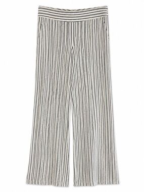 Worth New York Striped Wide Leg Front Slit Pants | Ivory Black Gray | Size 8